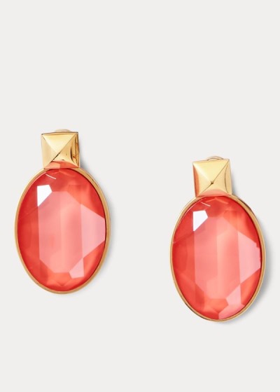 Pendientes Ralph Lauren Mujer Coral - Oval Crystal Drop - YXWVR4285